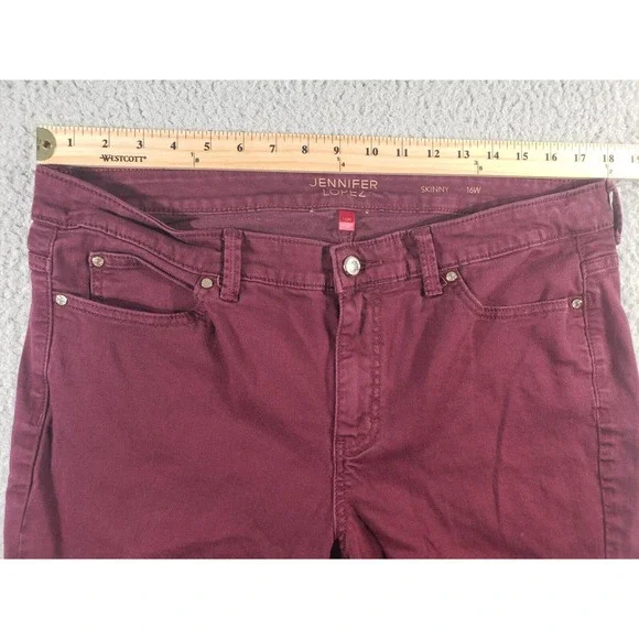 Jennifer Lopez Jeans Womens Size 16 W Skinny Burgundy Denim Jegging Casual 36x29 - Picture 5 of 15